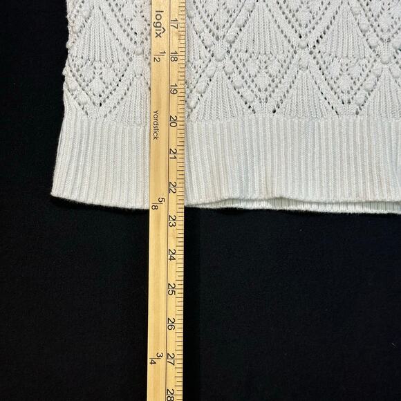 Loft Womens Open Knit Balloon Sleeve Crew Neck Pullover Sweater Size Small - Picture 6 of 7